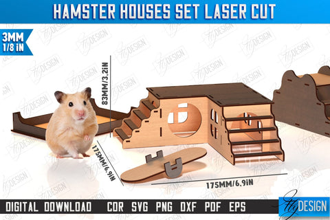 Hamster House Laser Cut Bundle | Small Pets Supplies | Home Pets | CNC Files SVG Fly Design 