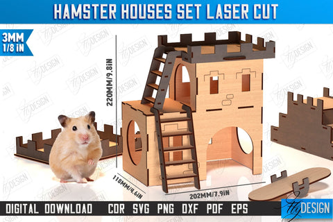 Hamster House Laser Cut Bundle | Small Pets Supplies | Home Pets | CNC Files SVG Fly Design 