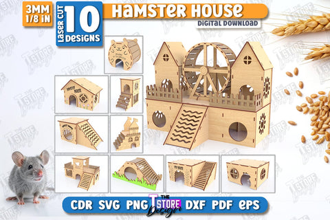 Hamster House Laser Cut Bundle | Small Pets Supplies | Home Pets | CNC Files SVG The T Store Design 