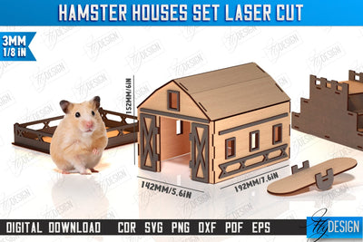 Hamster House Laser Cut | Small Pets Supplies | Home Pets | CNC File SVG Fly Design 