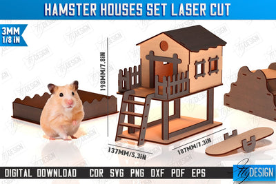 Hamster House Laser Cut | Small Pets Supplies | Home Pets | CNC File SVG Fly Design 