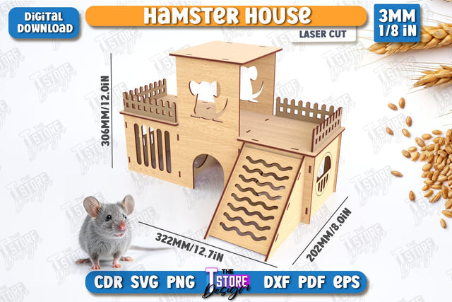 Hamster House Laser Cut | Small Pets Supplies | Home Pets | CNC File SVG The T Store Design 