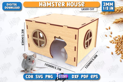 Hamster House Laser Cut | Small Pets Supplies | Home Pets | CNC File SVG The T Store Design 