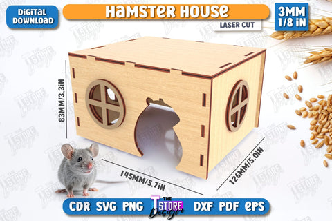 Hamster House Laser Cut | Small Pets Supplies | Home Pets | CNC File SVG The T Store Design 