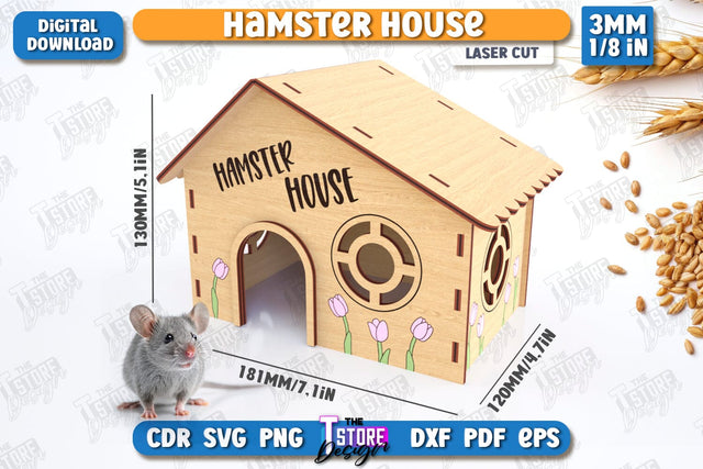 Hamster House Laser Cut | Small Pets Supplies | Home Pets | CNC File SVG The T Store Design 