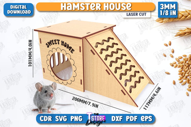 Hamster House Laser Cut | Small Pets Supplies | Home Pets | CNC File SVG The T Store Design 