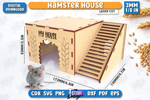 Hamster House Laser Cut | Small Pets Supplies | Home Pets | CNC File SVG The T Store Design 