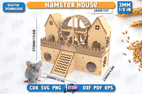 Hamster House Laser Cut | Small Pets Supplies | Home Pets | CNC File SVG The T Store Design 