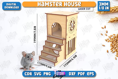 Hamster House Laser Cut | Small Pets Supplies | Home Pets | CNC File SVG The T Store Design 
