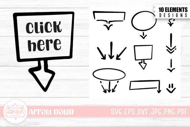 Hand Drawn Arrow Down Elements Bundle SVG dapiyupi store 