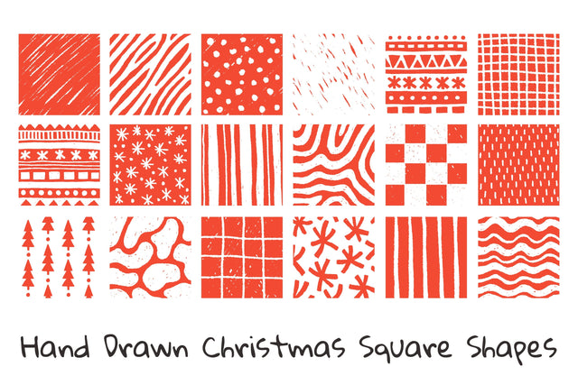 Hand Drawn Christmas Square Shapes (Backgrounds) Digital Pattern Rin Green 
