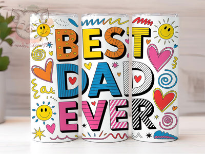 Hand Drawn Dad 20oz Tumbler Wrap, Best Dad Ever, Playful Composition, Colorful Design, Father’s Day Gift, 20oz Tumbler Wrap, Sublimation PNG Sublimation Lara' s Designs 