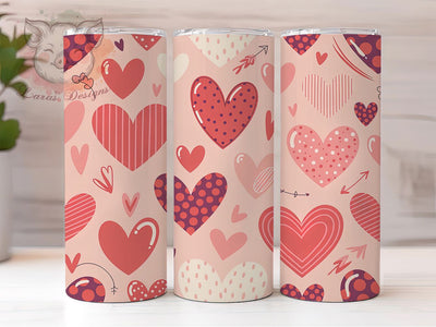 Hand‑Drawn Doodle Heart Tumbler, Seamless Design, Hand‑Drawn Style, Romantic Chic Wrap, Playful Sketch Art, Valentine Theme, Cute Minimalist Look, 20Oz Tumbler, Sublimation Sublimation Lara' s Designs 