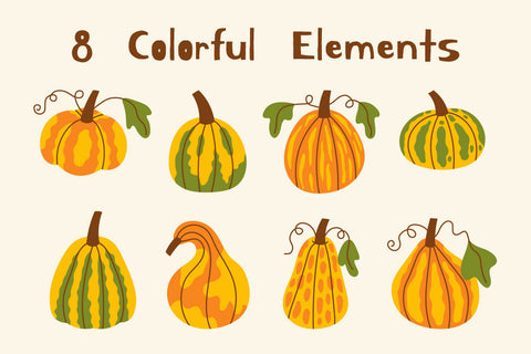 Hand Drawn Fall Pumpkins PNG Clipart Sublimation Rin Green 