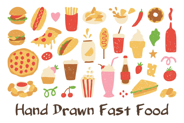 Hand Drawn Fast Food PNG Clipart Sublimation Rin Green 