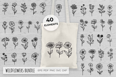 Hand Drawn Flower SVG File | Wildflowers SVG Bundle SVG Irina Ostapenko 