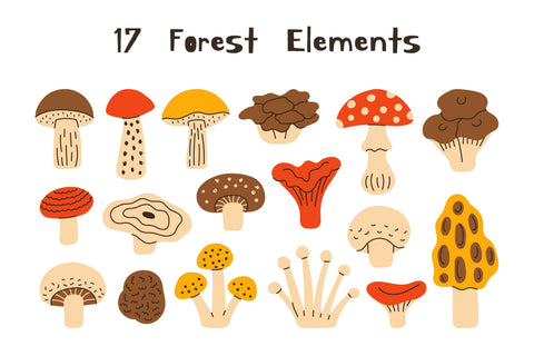 Hand Drawn Forest Mushrooms PNG Clipart Sublimation Rin Green 