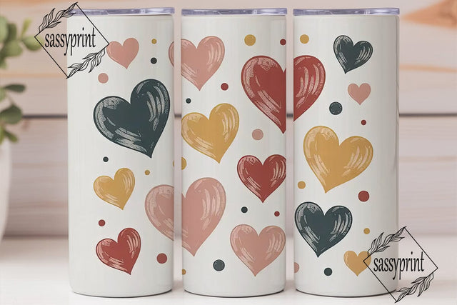 Hand-Drawn Hearts 20oz Tumbler Wrap Sublimation sassyprint 