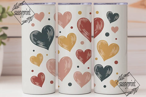 Hand-Drawn Hearts 20oz Tumbler Wrap Sublimation sassyprint 