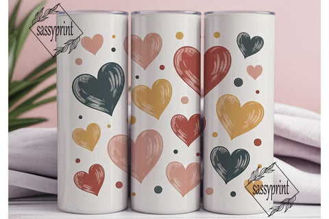Hand-Drawn Hearts 20oz Tumbler Wrap Sublimation sassyprint 