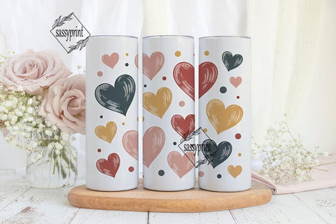 Hand-Drawn Hearts 20oz Tumbler Wrap Sublimation sassyprint 