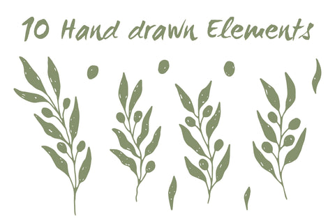 Hand Drawn Olive Branches PNG Clipart Sublimation Rin Green 
