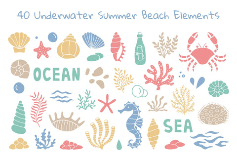 Hand Drawn Sea Life Summer PNG Clipart Sublimation Rin Green 