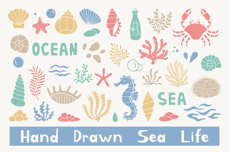 Hand Drawn Sea Life Summer PNG Clipart Sublimation Rin Green 