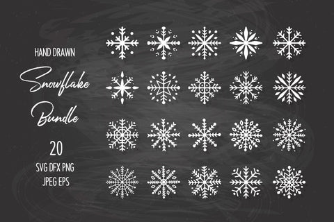 Hand drawn snowflakes SVG bundle. Winter decorations SVG LaBelezoka 