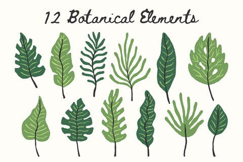 Hand Drawn Tropical Leaves PNG Clipart Sublimation Rin Green 