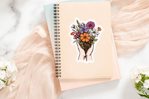 Hand holding flower Sticker Design Sublimation Regulrcrative 