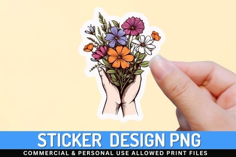 Hand holding flower Sticker Design Sublimation Regulrcrative 