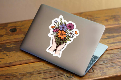 Hand holding flower Sticker Design Sublimation Regulrcrative 