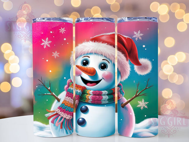 Hand Painted Snowman Christmas Tumbler, Christmas Snowman Sublimation Design, Festive Holiday Cup Art, 20oz Xmas Tumbler, Whimsical Snowman Mug, Stylish Christmas Cup, Cozy Holiday Wrap Sublimation SvggirlplusArt 