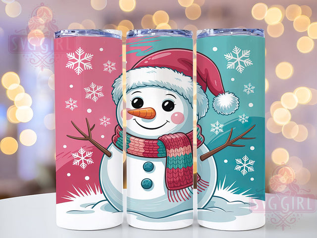 Hand Painted Snowman Christmas Tumbler, Christmas Snowman Sublimation Design, Festive Holiday Cup Art, 20oz Xmas Tumbler, Whimsical Snowman Mug, Stylish Christmas Cup, Cozy Holiday Wrap Sublimation SvggirlplusArt 