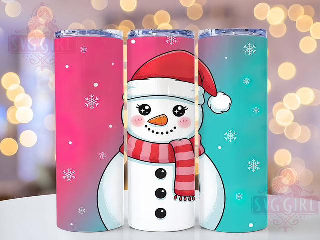 Hand Painted Snowman Christmas Tumbler, Christmas Snowman Sublimation Design, Festive Holiday Cup Art, 20oz Xmas Tumbler, Whimsical Snowman Mug, Stylish Christmas Cup, Cozy Holiday Wrap Sublimation SvggirlplusArt 