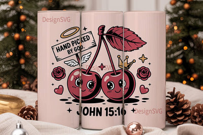 Hand Picked Cherry 20oz Tumbler Wrap Sublimation DesignSVG 