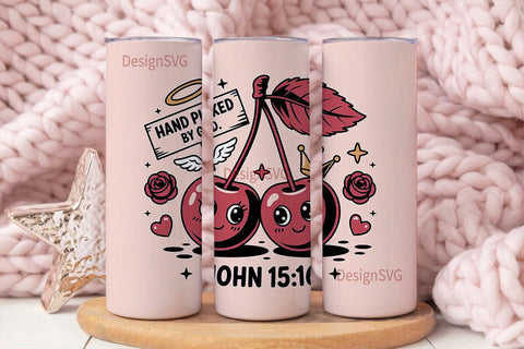 Hand Picked Cherry 20oz Tumbler Wrap Sublimation DesignSVG 