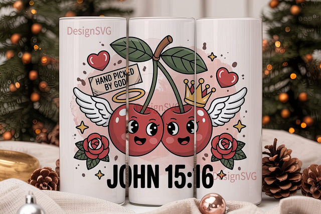 Hand Picked Cherry 20oz Tumbler Wrap Sublimation DesignSVG 