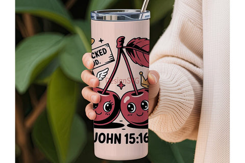 Hand Picked Cherry 20oz Tumbler Wrap Sublimation DesignSVG 