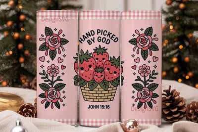 Hand-Picked Strawberry 20oz Tumbler Wrap Sublimation DesignSVG 