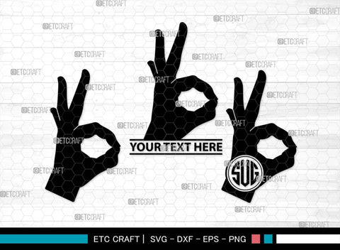 Hand Sign SVG Bundle, Hand Sign Silhouette, Ok Sign Svg, Peace Hand Sign Svg, V sign Svg, Hand Symbol Svg, Rock Hand Symbol Svg, Hand Sign SVG ETC Craft 