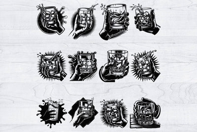 Hand With Whiskey Svg Bundle, Whisky Clipart, Whiskey DXF SVG Creativeart88 
