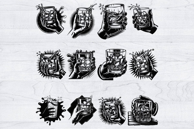 Hand With Whiskey Svg Bundle, Whisky Clipart, Whiskey DXF SVG Creativeart88 