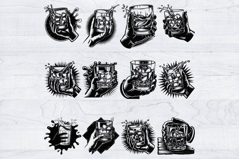 Hand With Whiskey Svg Bundle, Whisky Clipart, Whiskey DXF SVG Creativeart88 