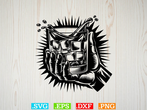 Hand With Whiskey Svg Bundle, Whisky Clipart, Whiskey DXF SVG Creativeart88 