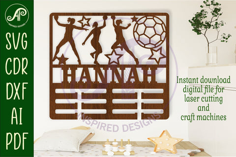 handball female medal holder Name svg laser cut SVG APInspireddesigns 