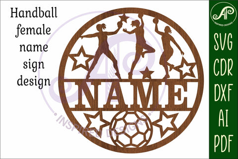Handball female name wall art sign, SVG file SVG APInspireddesigns 
