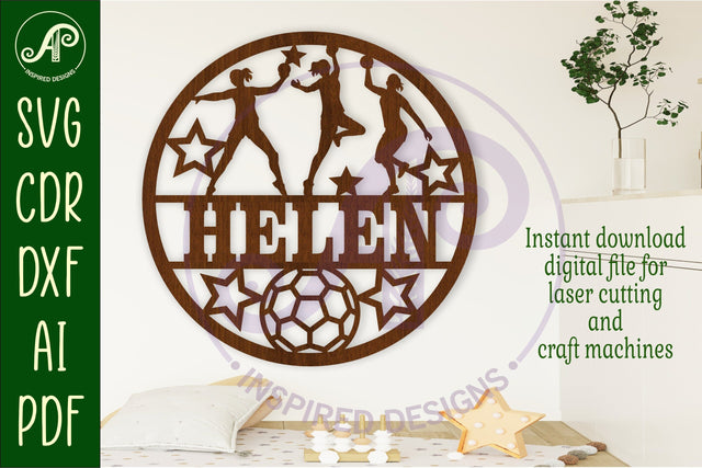 Handball female name wall art sign, SVG file SVG APInspireddesigns 