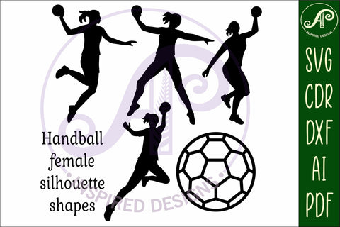 Handball female Silhouette laser cut wall art SVG APInspireddesigns 